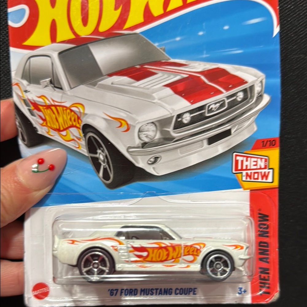 White and Red Classic Toy Car with Racing Stripes